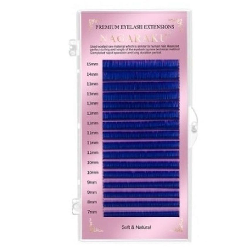 NAGARAKU Синие ресницы для наращивания Нагараку D 0.10 микс Цвет - Синий, Изгиб - D, Толщина - 0,10 мм, #1