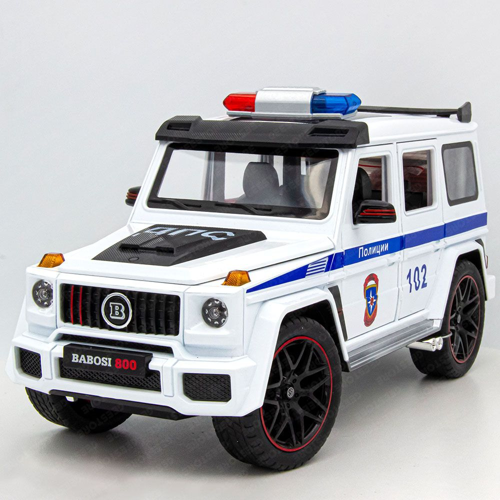 Полицейская машинка ДПС Mercedes-Benz G 800 Brabus 1:18, коллекционная модель Мерседес 28 см  #1