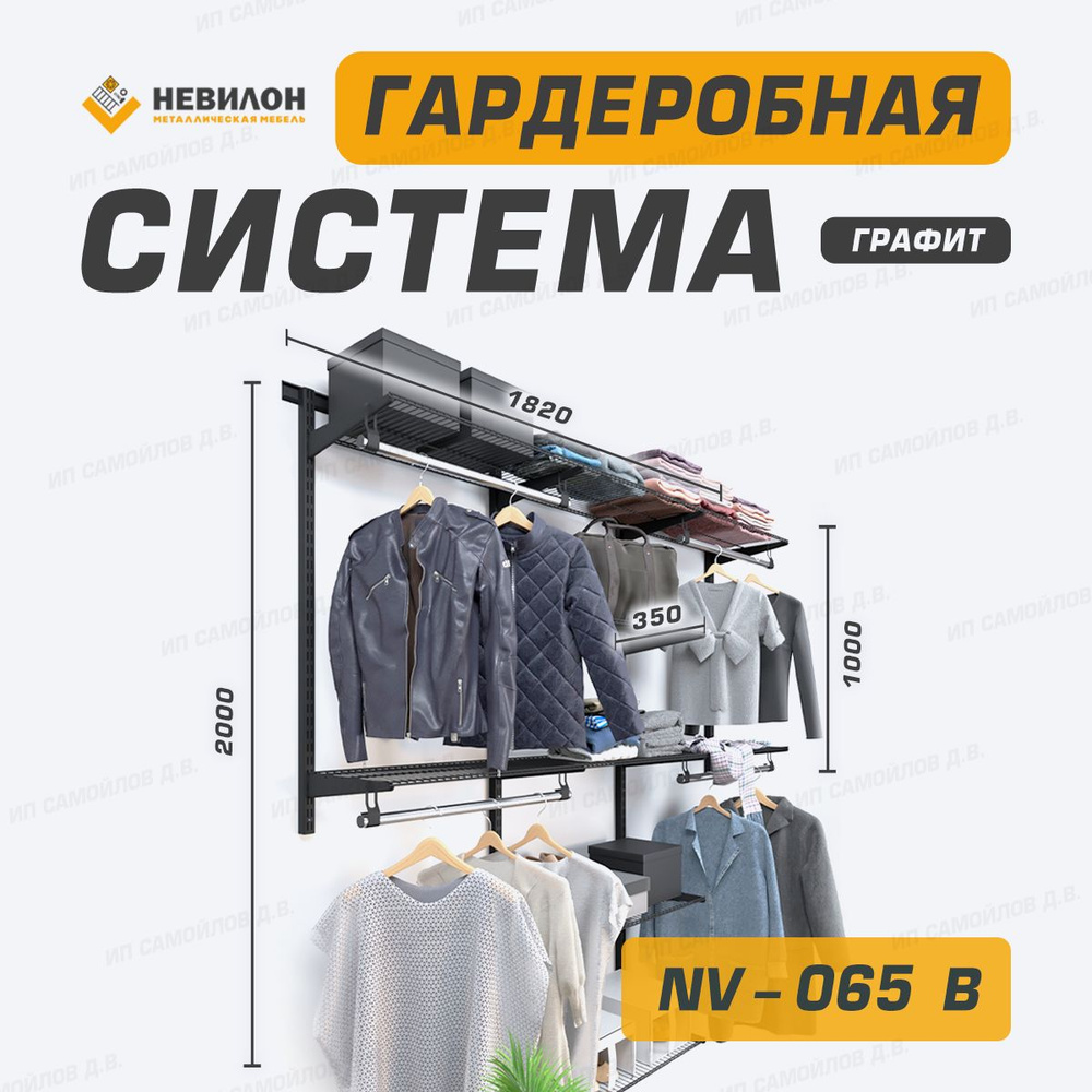 Невилон Гардеробная система, Металл, 182х35х200 см #1