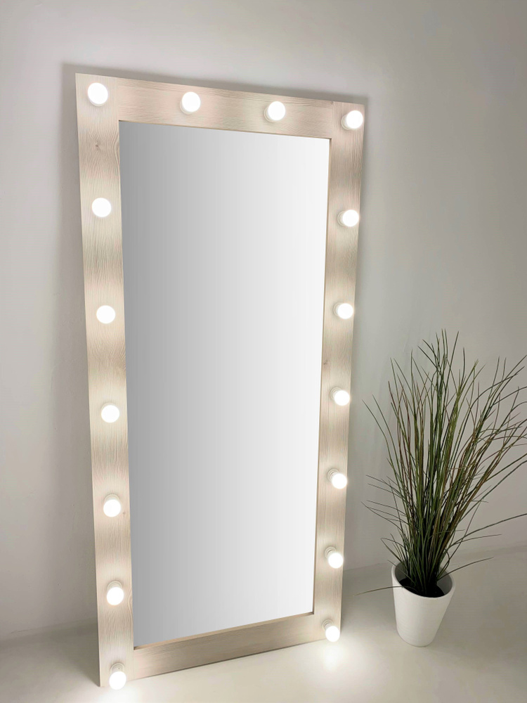 Гримерное зеркало BeautyUp 175x80 см с лампочками цвет Сосна рустик  #1