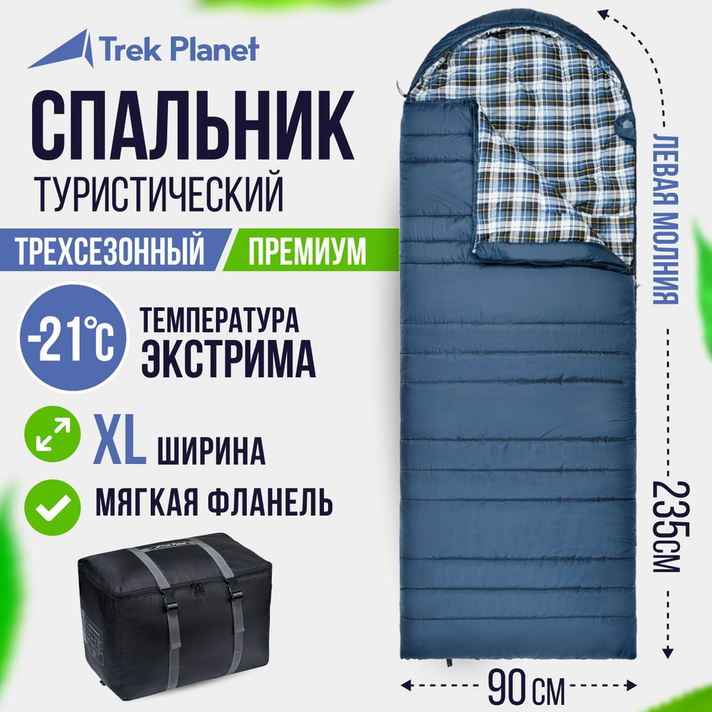 Спальник туристический/Спальный мешок TREK PLANET Douglas Wide Comfort, зимний с фланелью, левая молния, #1