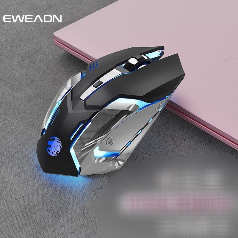 Механическая беспроводная мышь EWEADN, бесшумная, игровая, Bluetooth 5.1 с подсветкой RGB, Черный/Серебро-2 #1