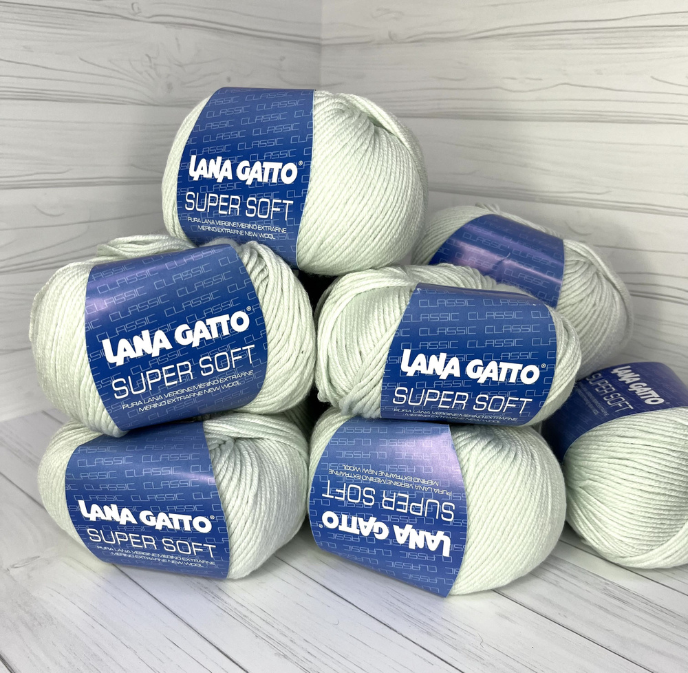 Пряжа для вязания меринос 100% Super Soft Lana Gatto/цвет св.мята 5281/упаковка 10 шт*(50гр 125м)  #1