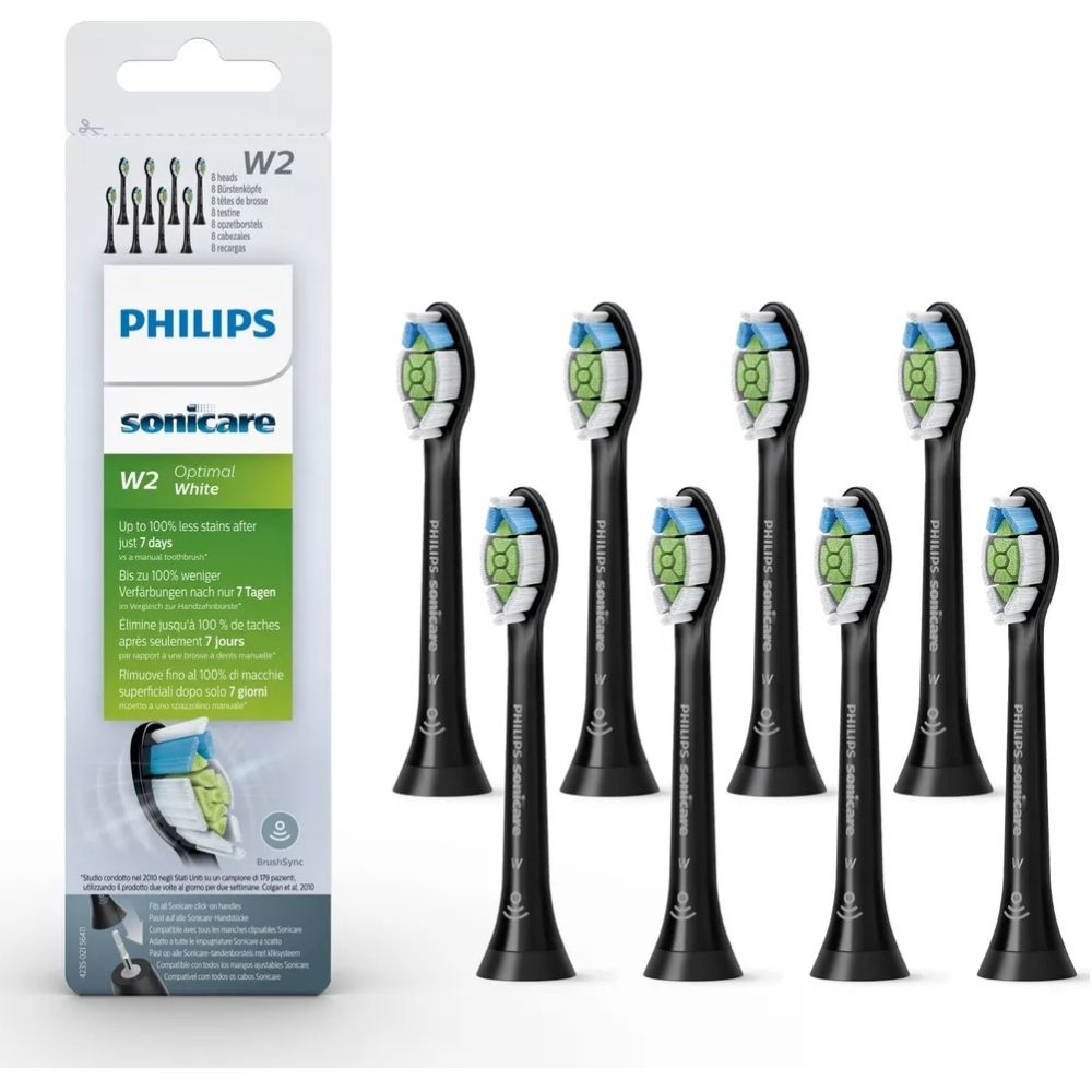 Philips Sonicare W2 Optimal Black, стандартные звуковые головки для зубных щеток - 8 упаковки  #1