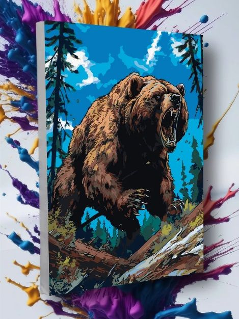 Картина по номерам медведь, лес, природа, животные гризли 40х50  #1