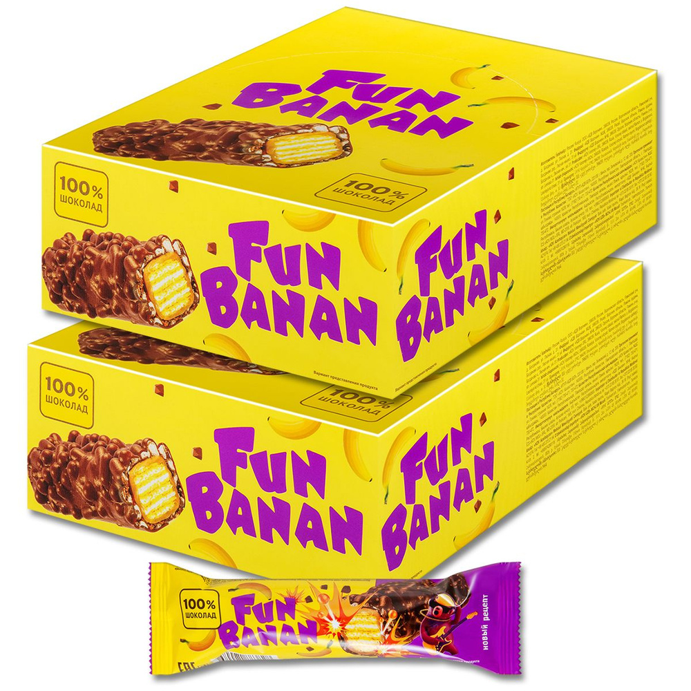 Вафельный батончик Fun Banan , 35 г, 30 шт. #1