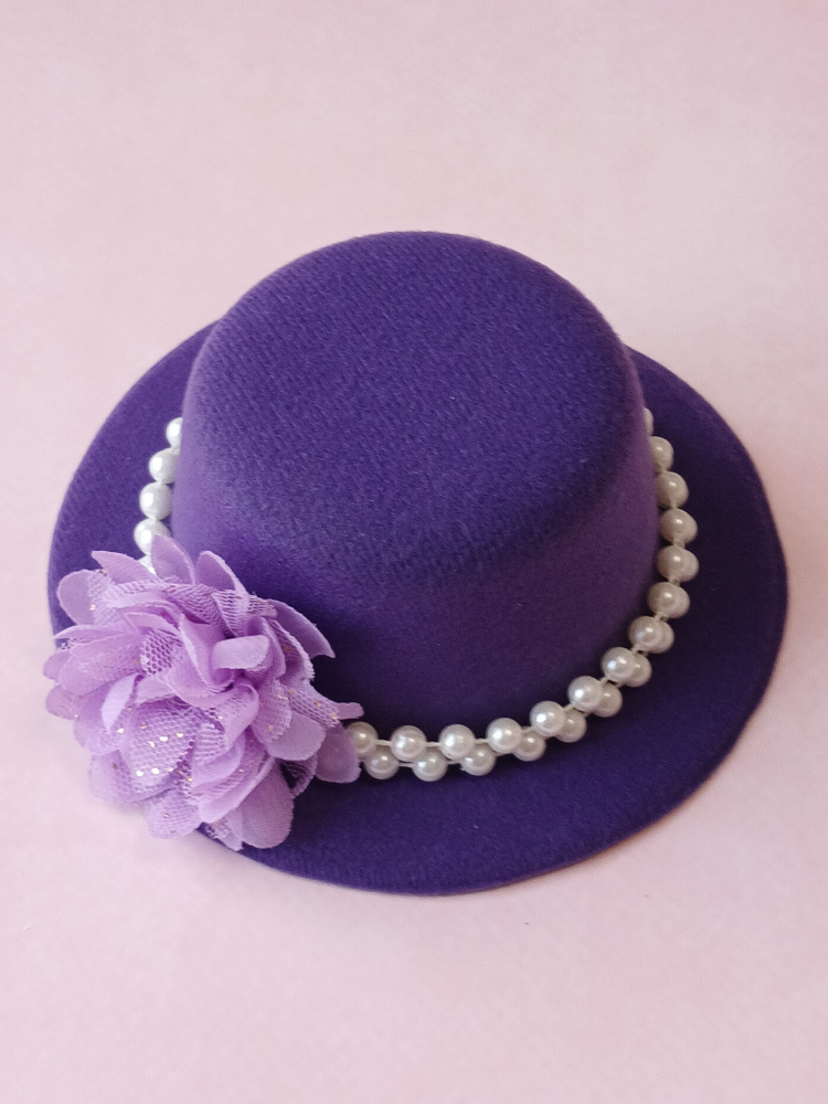 Шляпка на заколках Элегант, Фиолетовая шляпка, фиолетовый цветок  #1