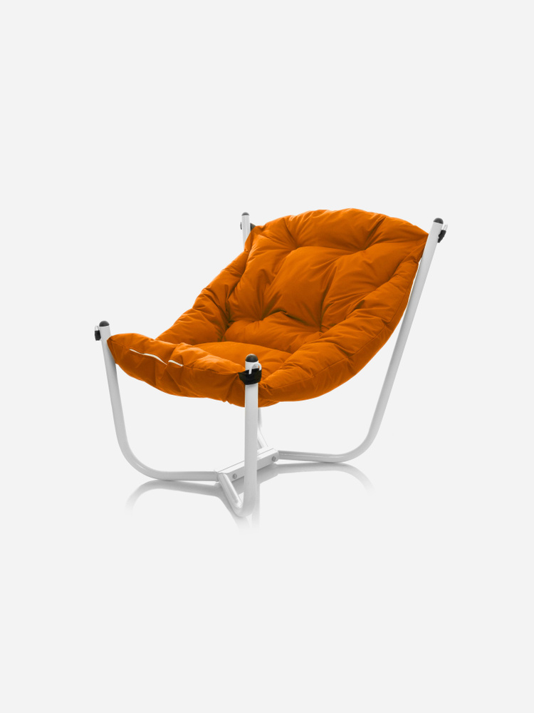 Мягкое кресло для дачи и дома Гамак белое оранжевая подушка  #1