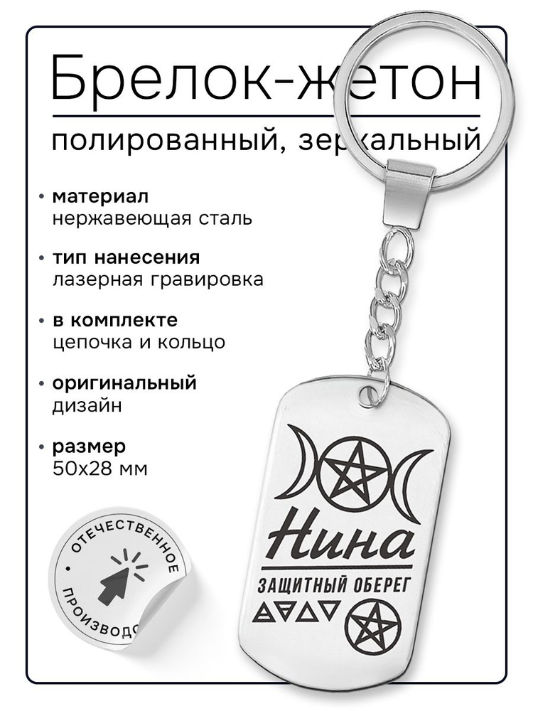 Брелок для ключей женский именной Нина, Знак Богини, подарок на 8 марта, талисман на удачу, оберег от #1