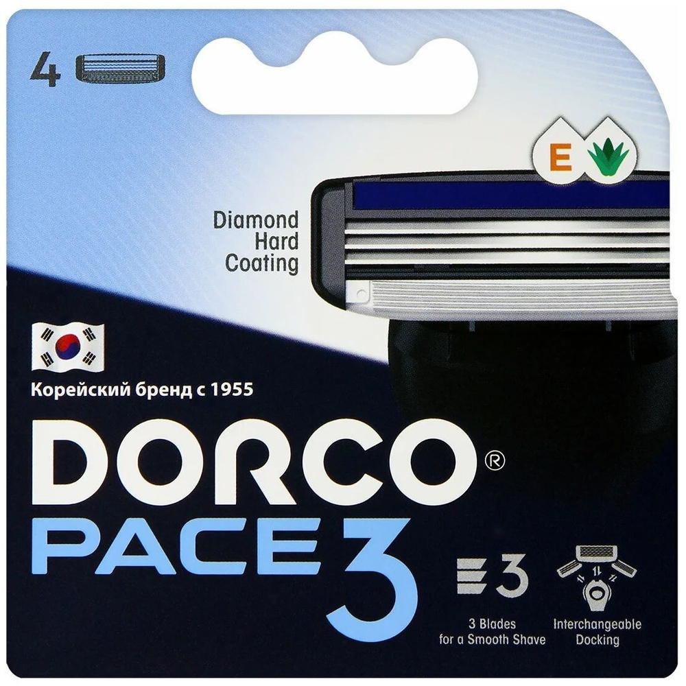 DORCO PACE 3 NEW сменные кассеты с 3 лезвиями 4шт TRA4040 #1