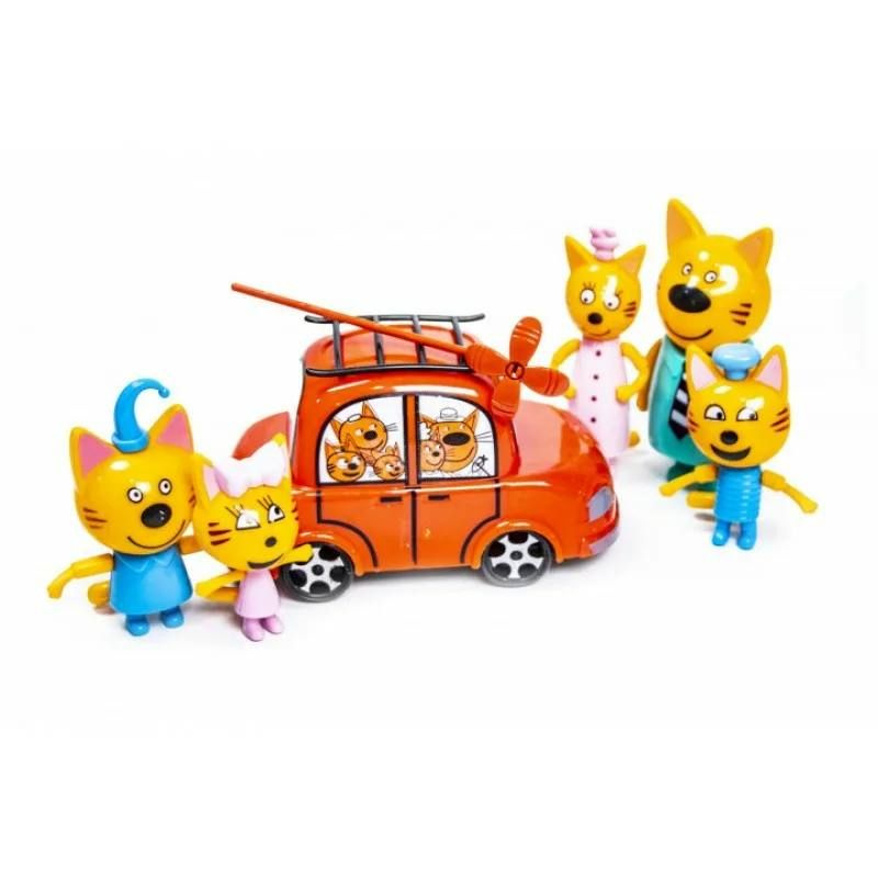 Игрушки Три Кота (Компот, Коржик, Карамелька, Папа, Мама) / Игровой набор три кота с машиной  #1
