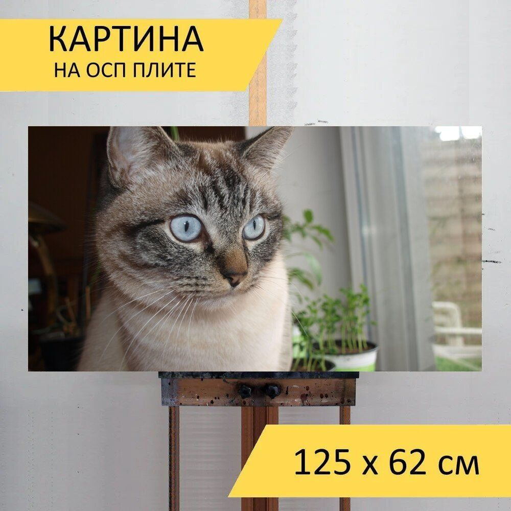 LotsPrints Картина "Кот, скумбрия, серый 56", 125  х 62 см #1