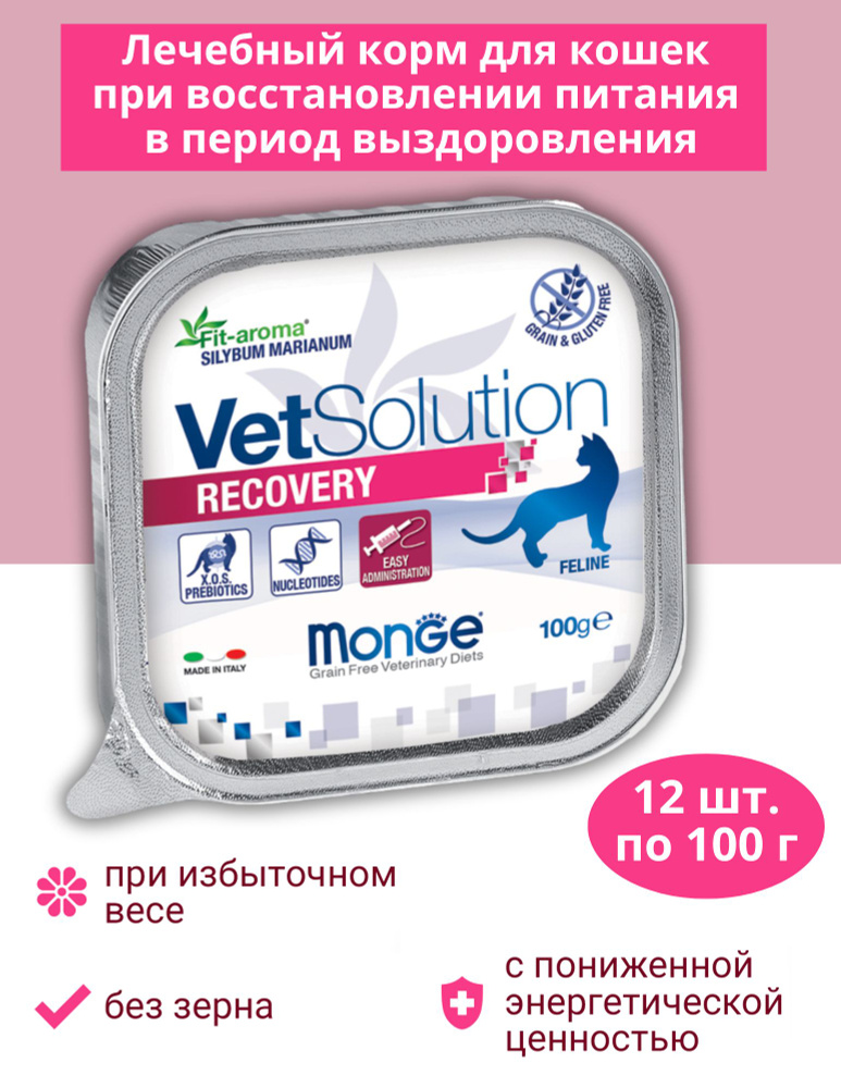 Monge cat vetsolution vet recovery, Влажная ветеринарная диета для кошек рековери 100 гр х 12шт  #1