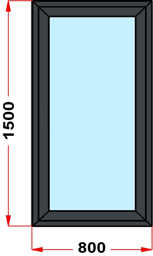 Окно из профиля Grunder 60 мм (1500 x 800), с поворотно-откидной створкой, стеклопакет 2 стекла, левое #1