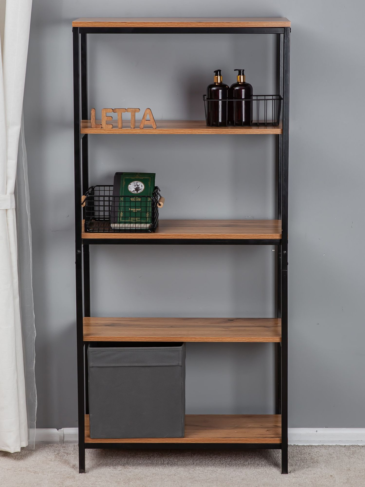 Стеллаж деревянный, полка для хранения, этажерка с открытыми полками ...