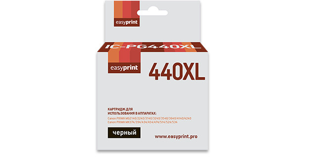Струйный картридж EasyPrint IC-PG440XL для Canon PIXMA MG2140, 3140, 3540, MX394, 434, 474, черный (black) #1