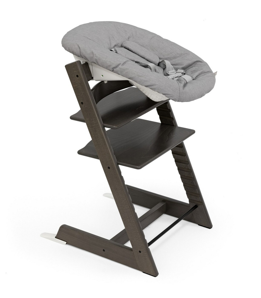 Комплект стульчик для кормления Stokke TRIPP TRAPP туманно-серый и шезлонг для новорождённых newborn #1