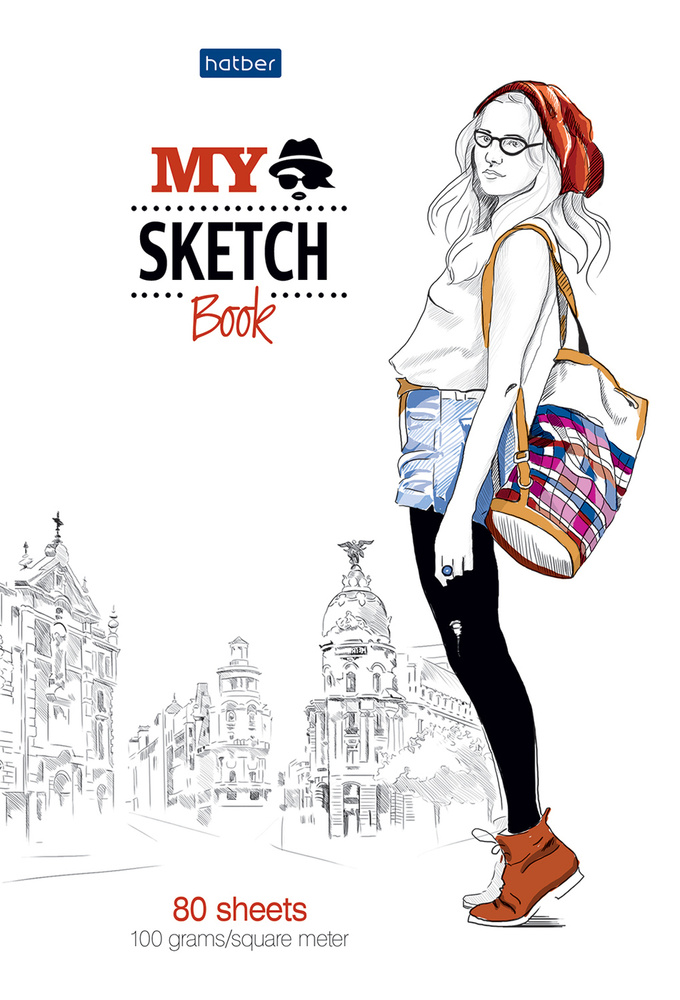 "Premium" Тетрадь SketchBook 80л А5ф 100гр/кв.м без линовки с твердой обложкой на закрытом гребне -Artist #1