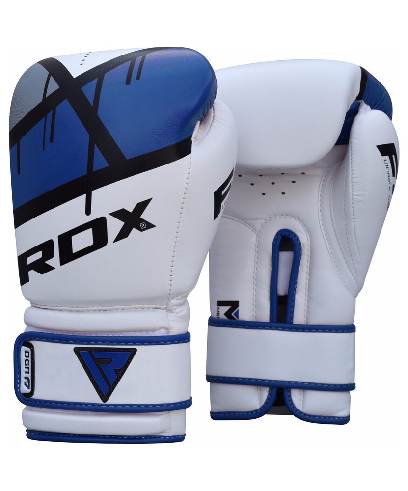 Боксерские перчатки Rdx Bgr-F7 тренировочные, белый/синий, размер 16 (OZ) унций для спарринга, кикбоксинга, #1
