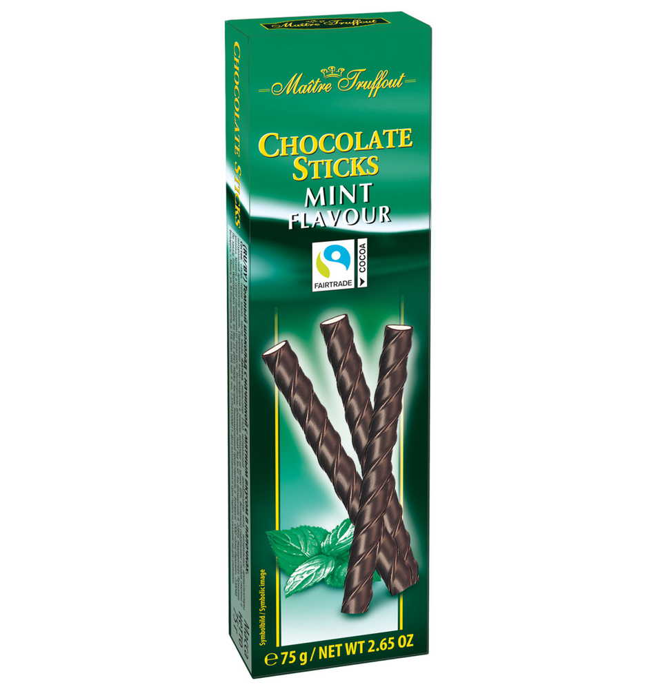 Темный шоколад с начинкой с мятным вкусом в палочках, 75 г  #1