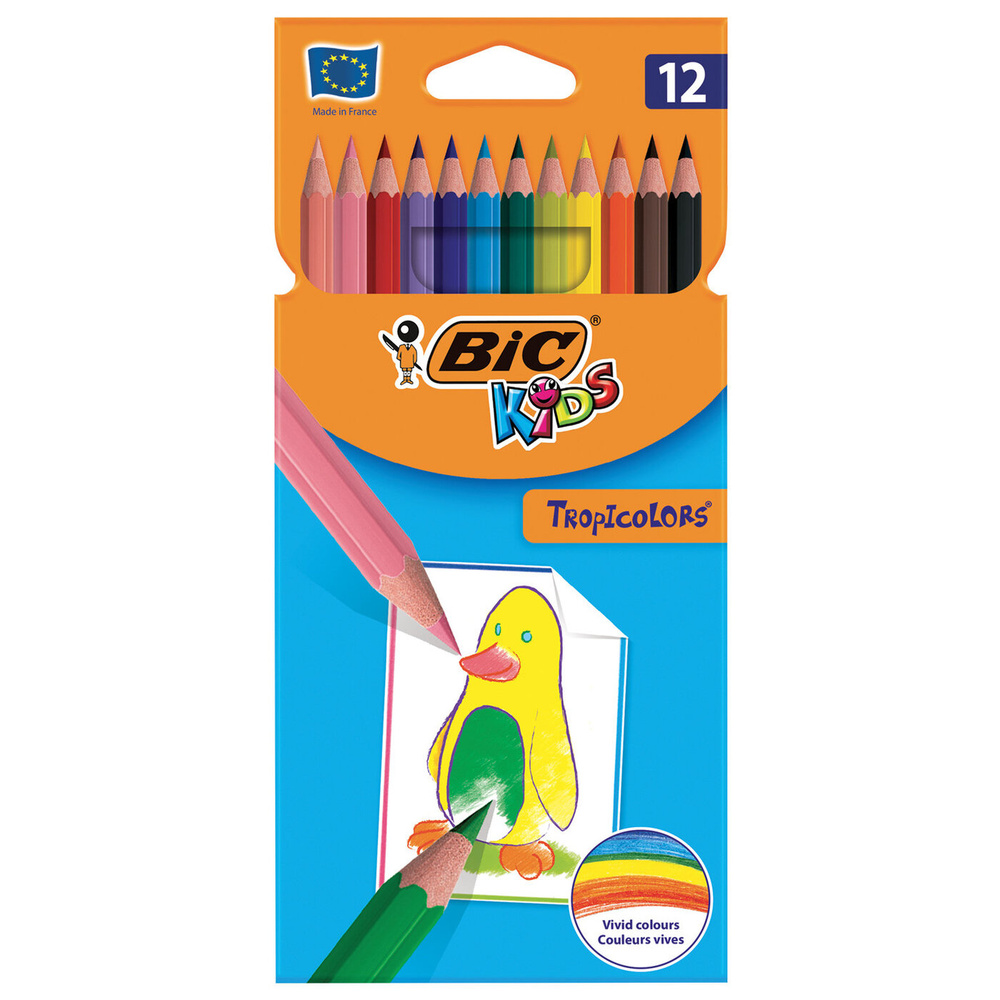 Карандаши цветные BIC "Tropicolors", 12 ЦВЕТОВ, пластиковые, европодвес, 83256610. Комплект - 3шт.  #1