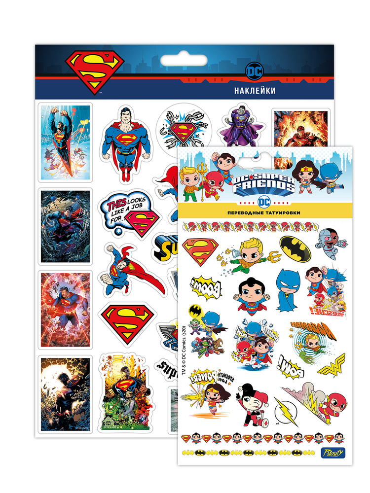 Временные переводные татуировки и пленочные наклейки для детей DC Super Friends  #1