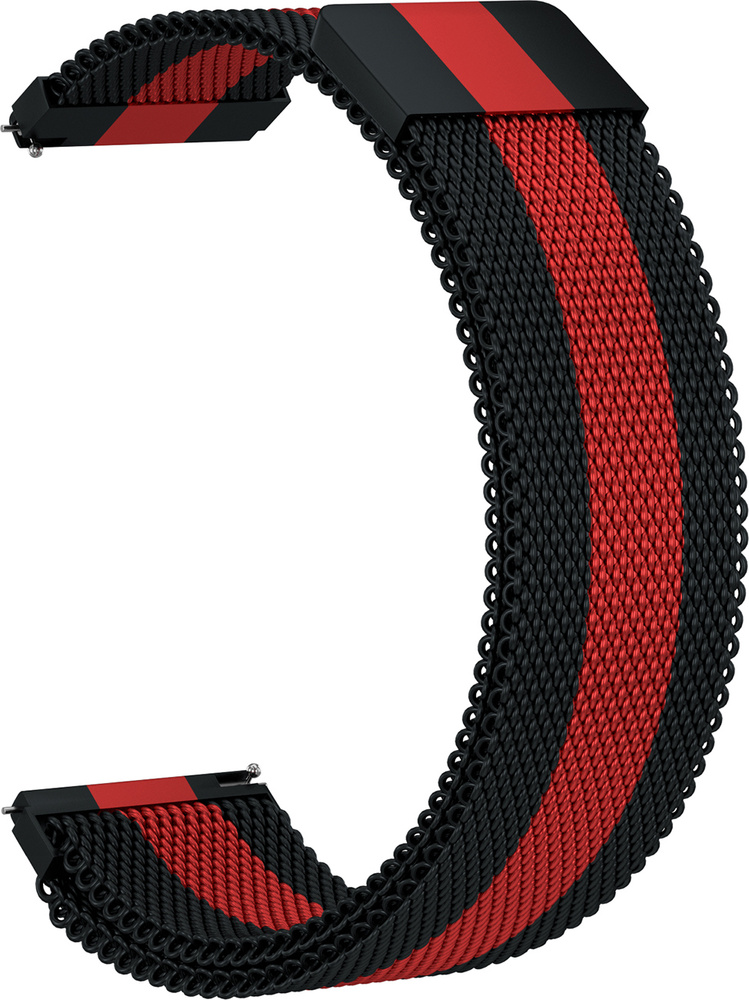 Ремешок металлический GSMIN Milanese Loop 22 для Honor Watch Magic 2 (Черно-красный)  #1