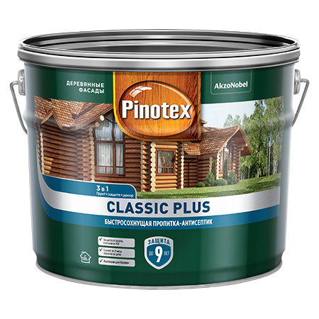 PINOTEX CLASSIC PLUS пропитка-антисептик быстросохнущая 3 в 1, база под колеровку (0,9л)  #1