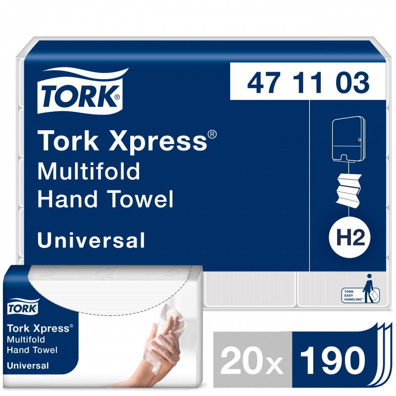 Полотенца бумажные д/держ.Tork Univer H2 2слоя,190л/20пач/уп #1