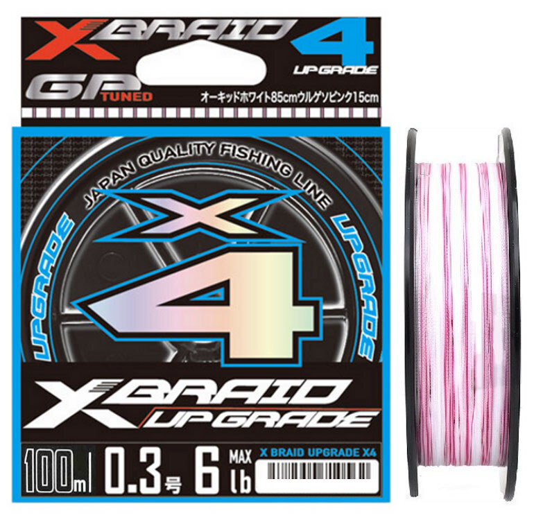 Плетёная леска (шнур) YGK X-Braid Upgrade X4 100м. #0.3 (6lb) белый+розовый  #1