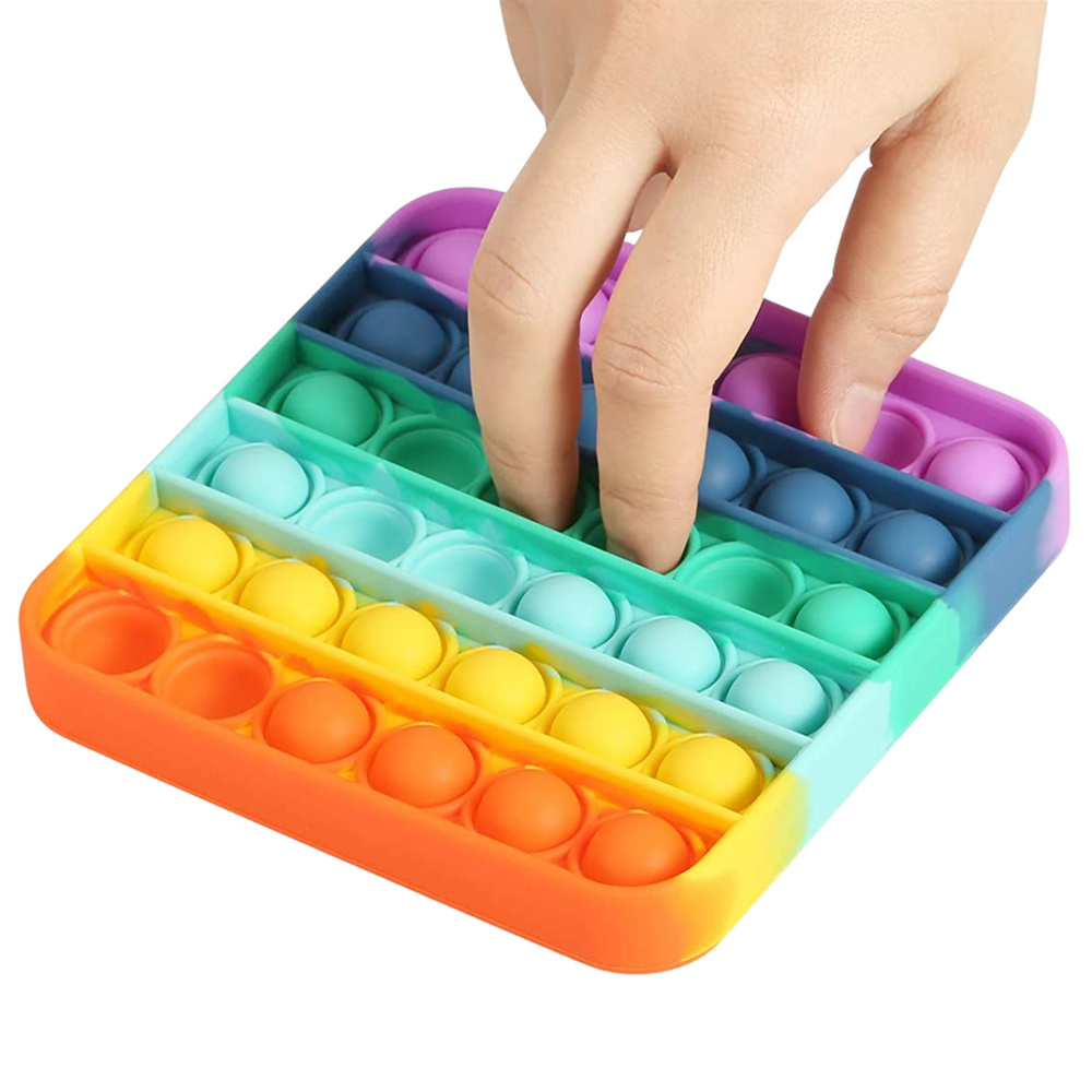 POP IT antistress, Сенсорная игрушка с пузырьками радужный квадрат / Развивающие игрушки для малышей #1