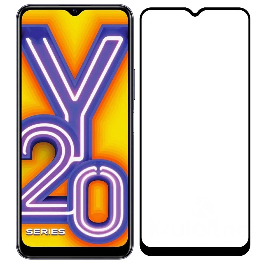 Защитное стекло "Полное покрытие" для телефона Vivo Y20, черное  #1