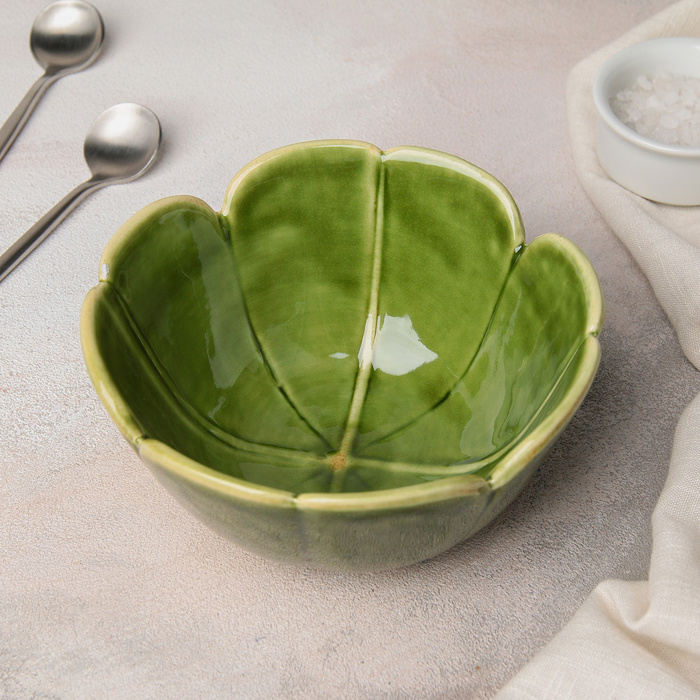 Салатник керамический Дендрарий , d 14,5 см, цвет зелёный #1