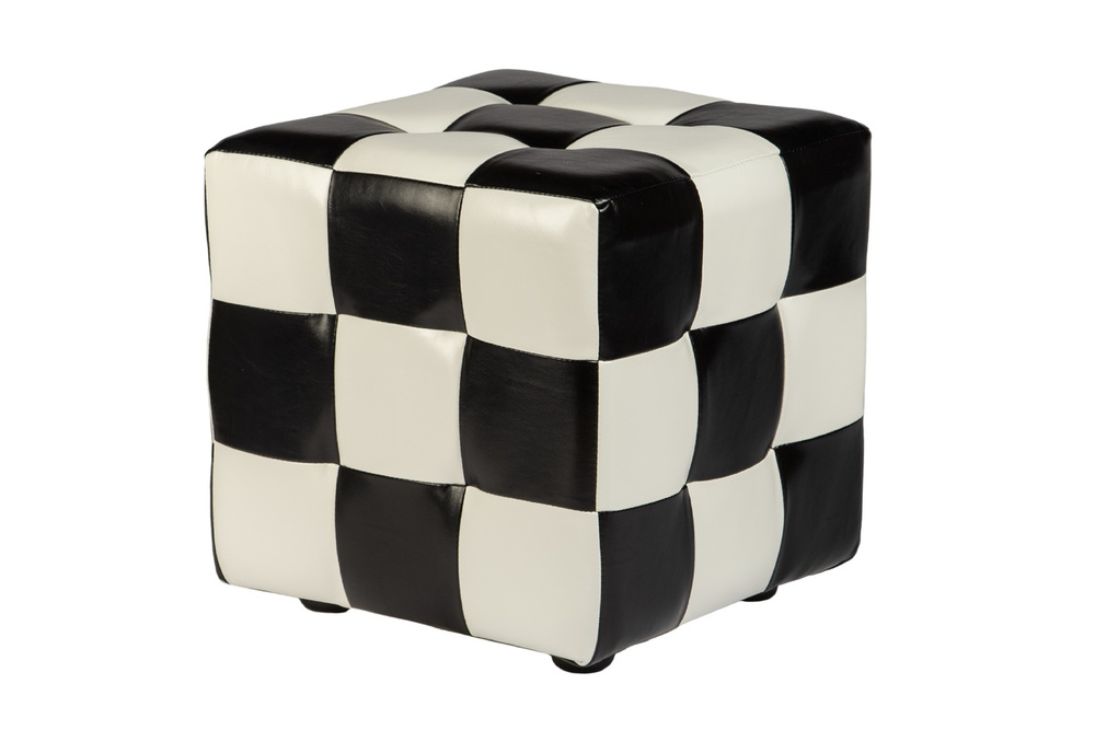 Пуф Кубик-рубик 40х40х45 см Черно-белая Экокожа #1