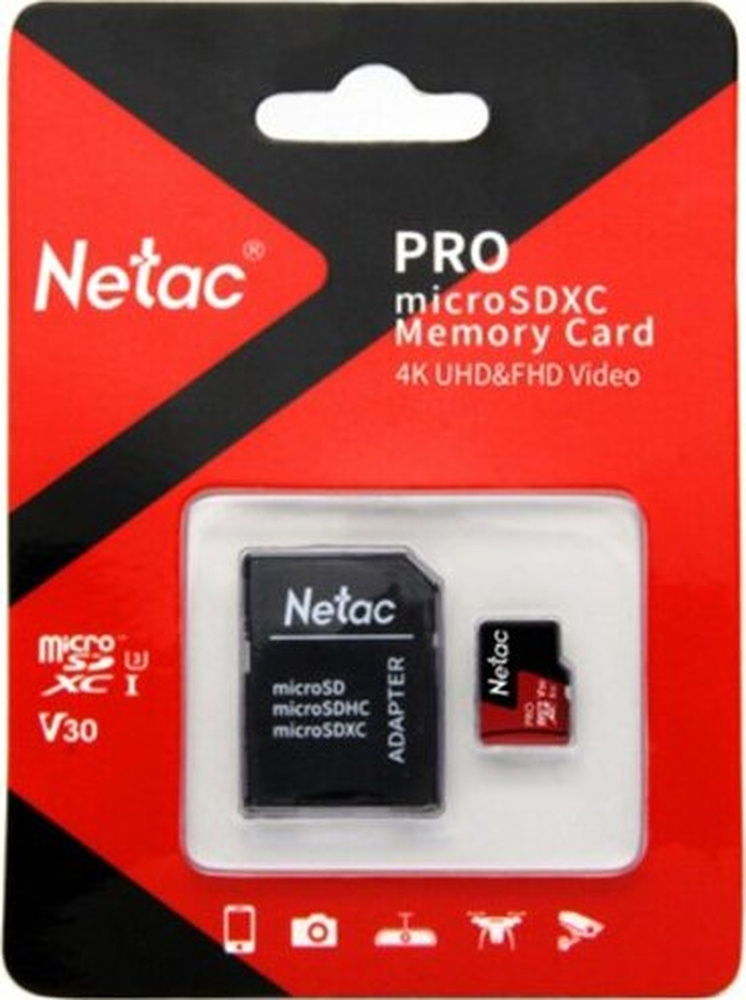 32 Гб Карта памяти Netac P500 Extreme Pro NT02P500PRO-032G-R, с SD адаптером, черный  #1