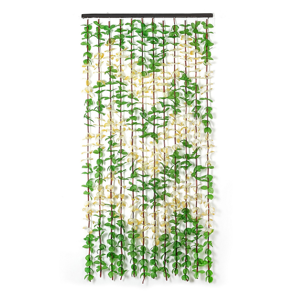 Занавеска декоративная "Листики", размер 90х180 см , 12 нитей, цвет зелёный  #1