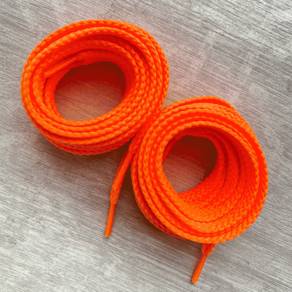 Шнурки оранжевый неон 100см плоские фактурные 8мм (1 пара) для обуви / одежды 57/8  #1