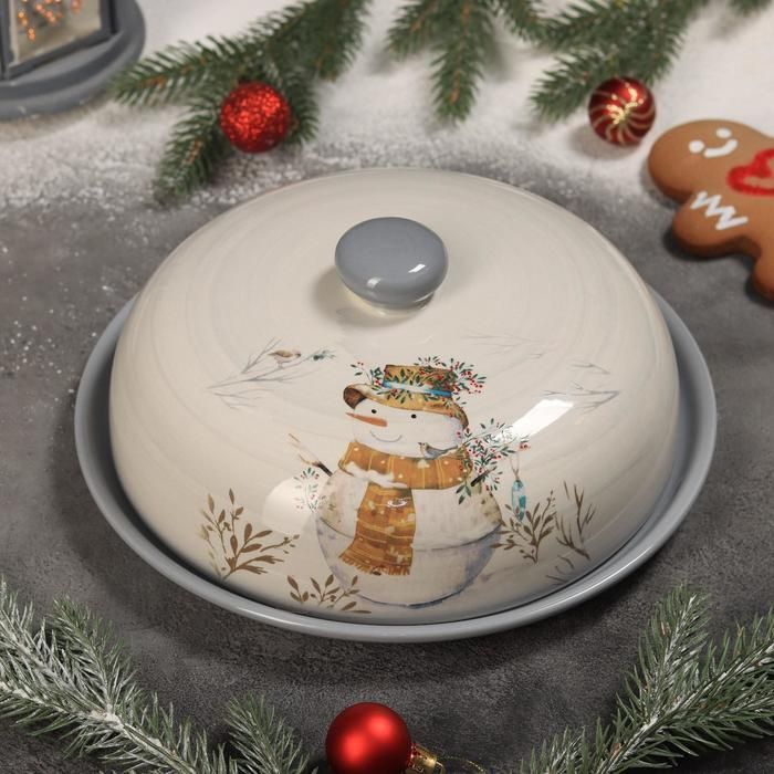 ТероПром Блюдо для блинов Рождественский снеговик, диаметр 23 см  #1