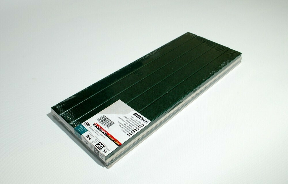 Канал Slim зеленый 20мм А4 304мм с покрытием "ткань" для биндера Metalbind (10шт)  #1
