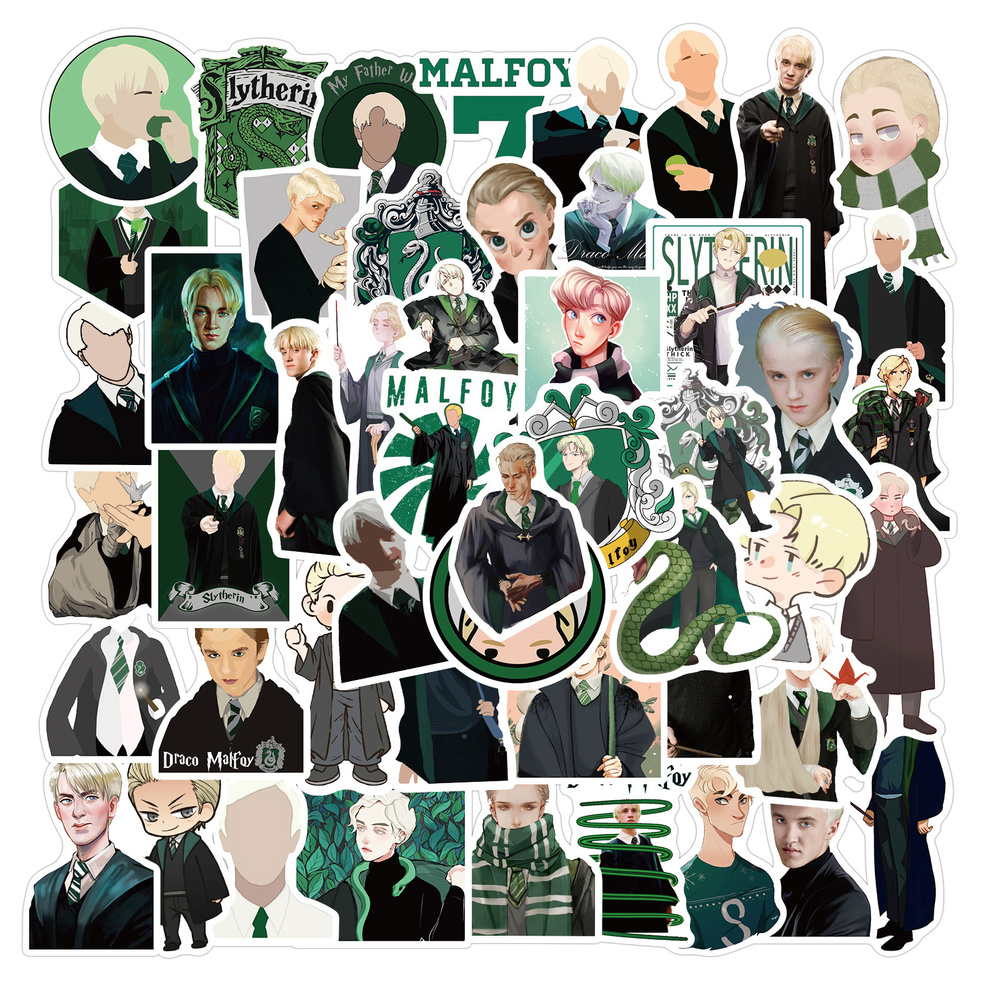 Наклейки Гарри Поттер / Драко Малфой / Draco Malfoy водостойкие 50шт (3-6см)  #1