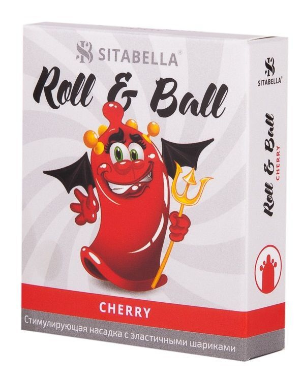Стимулирующий презерватив-насадка Roll & Ball Cherry - 1 штука в упаковке  #1