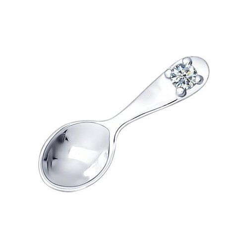 SOKOLOV, Ложка из серебра с фианитом, 94250029, ложки загребушки, 925 ...