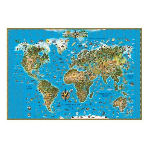 Карта настенная DMB для детей "Мир", размер 116х79 см, ламинированная (450)  #1