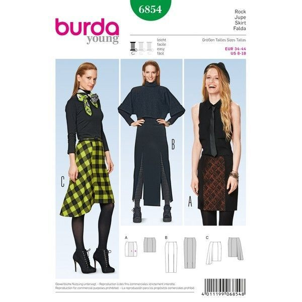 Выкройка Burda 6854-Юбка #1