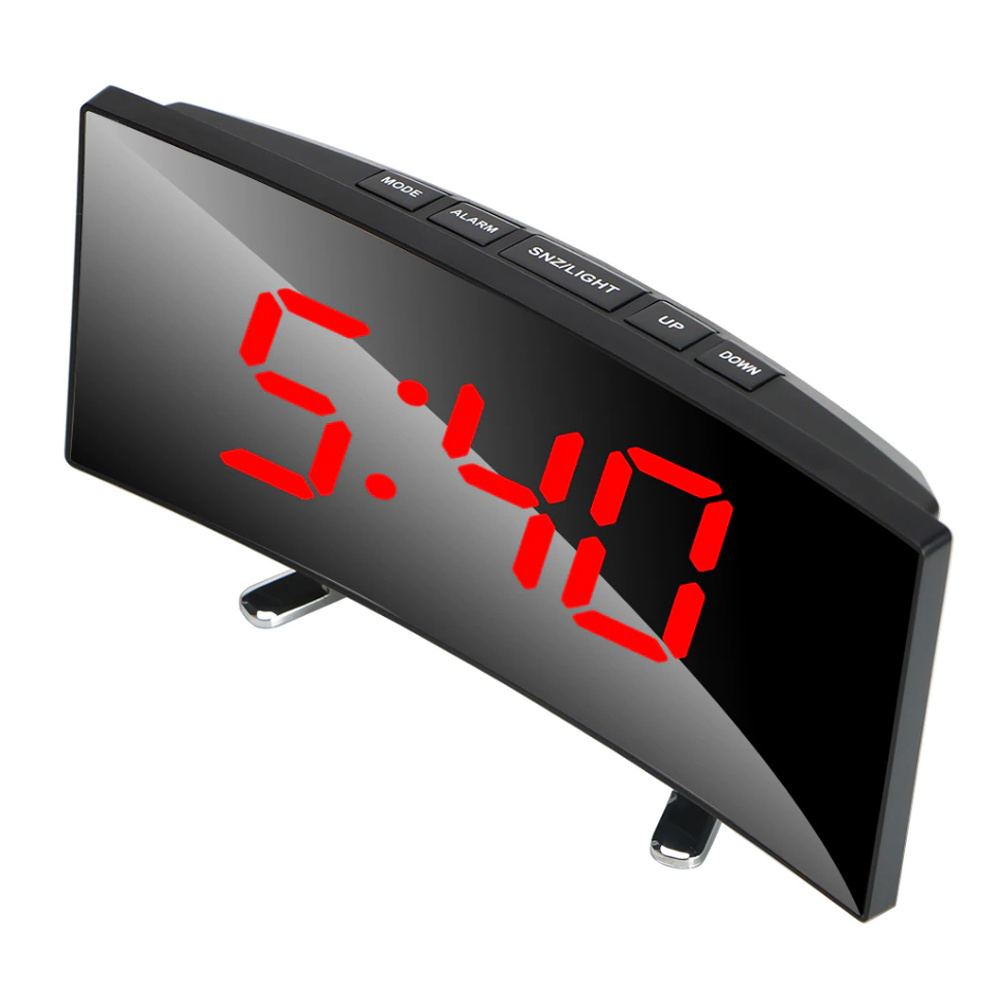 Цифровой будильник изогнутый светодиодный экран настольные настольные часы домашний декор светодиодные #1