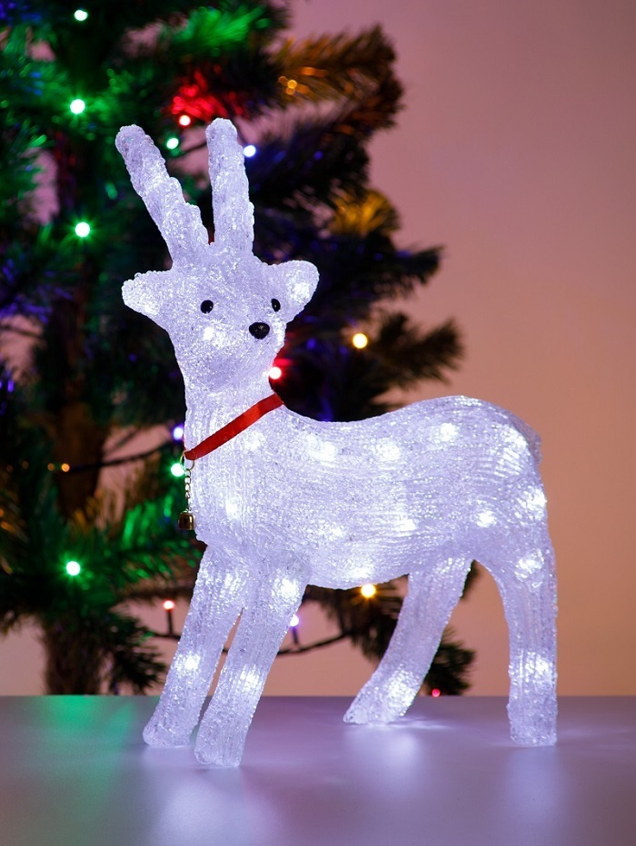 Декоративная фигура "Олень" (акрил, смотрящий налево, LED, холодный белый свет), 40 см  #1