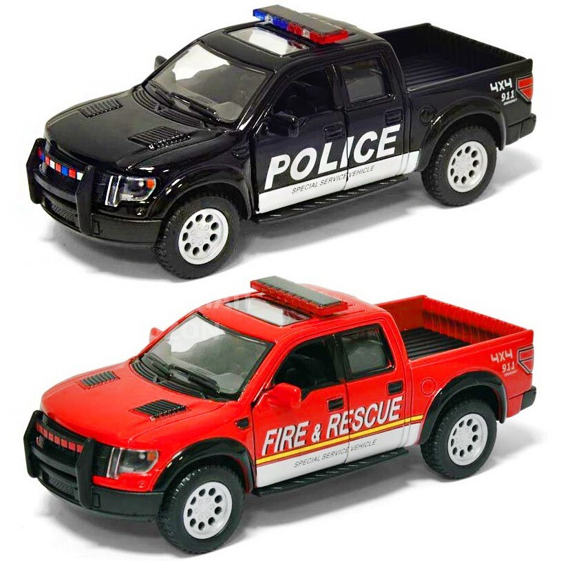 Машинки металлические 2 в 1 Kinsmart 1:46 2013 Ford F-150 SVT Raptor (Полиция + Пожарная) инерционные, #1