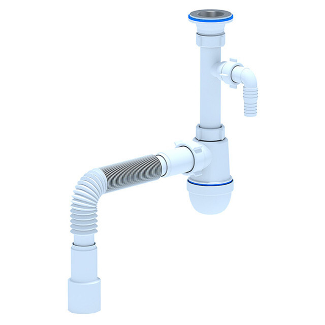 сифон для раковины АНИПЛАСТ 1 1/4"х40мм с отводом с гибкой трубой 40х40/50  #1