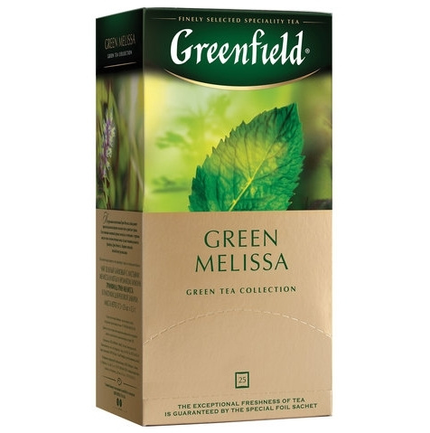 Чай GREENFIELD (Гринфилд) "Green Melissa", зеленый, 25 пакетиков в конвертах по 1,5 г  #1