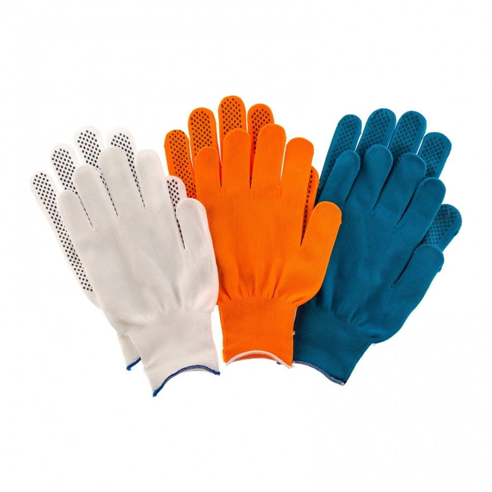 Перчатки в наборе, цвета: оранжевые, синие, белые, ПВХ точка, XL, Россия Palisad, 67853  #1